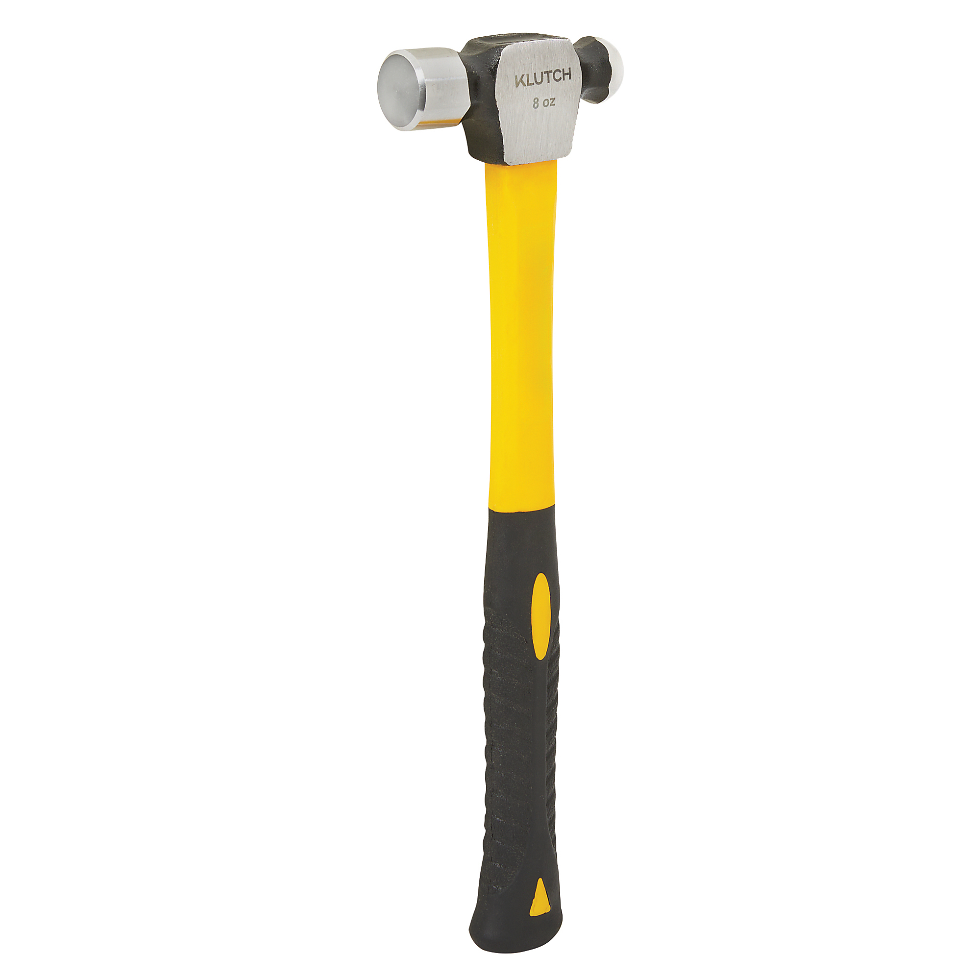Klutch Ball Peen Hammer, 8 Oz., 11.41in.L Fiberglass Handle, Hardened Steel Head